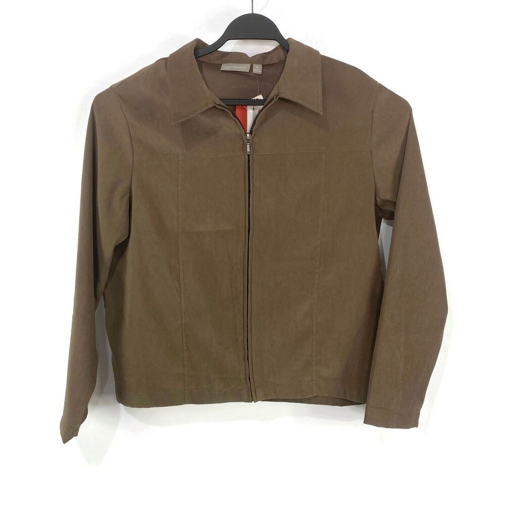Croft & Barrow Women's XL Lightweight Zip Up Jacket Toasty Brown NWT
